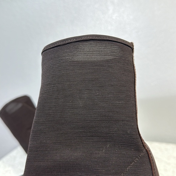 Sergio Rossi Brown Leather Nylon/ Spandex Pull On Boots - Picture 9 of 11
